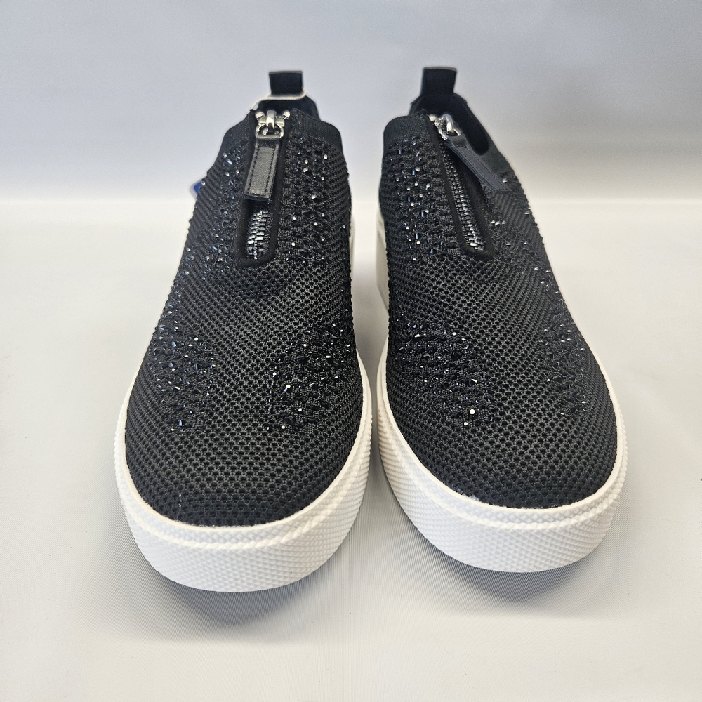 White Mountain Shoes Black Bling Embellishment Knit Slip On Sneakers Womens 9 - Picture 2 of 7